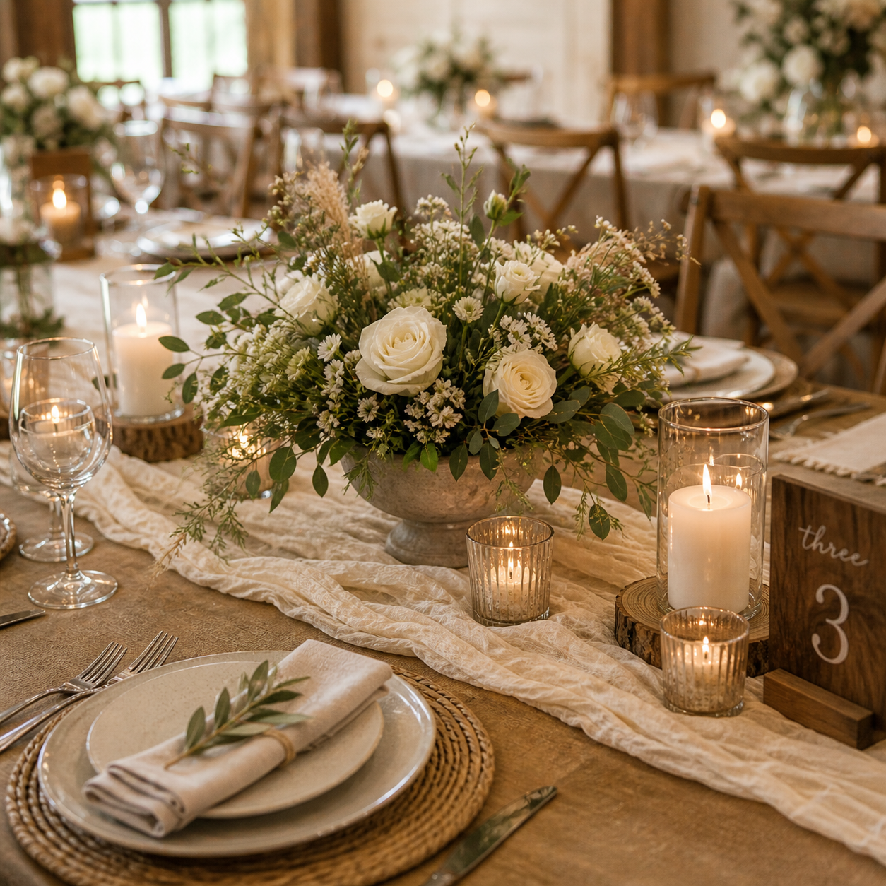 Rustic Neutral Table Decor