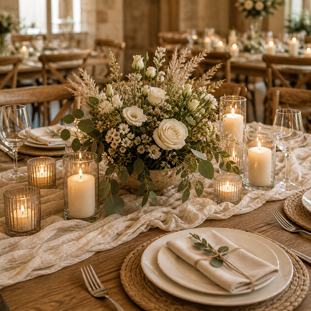 Rustic Neutral Table Decor