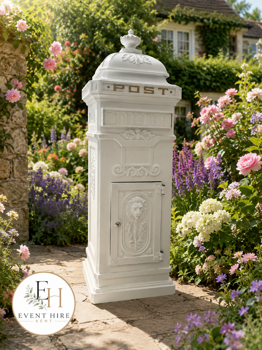 Elegant White Wedding Post Box